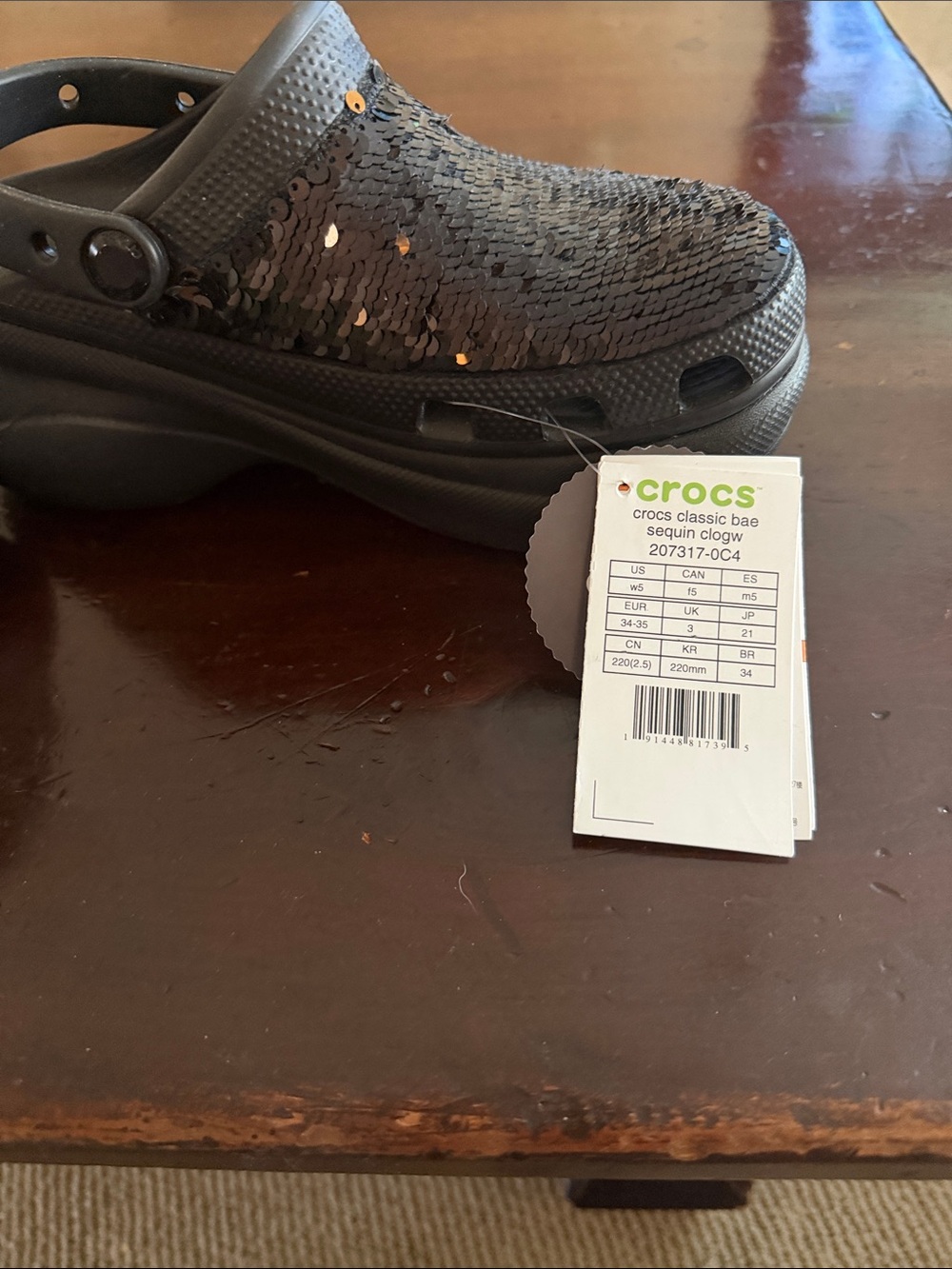 CROCS Black Sequin Platform Clogs - Picture 2 of 6